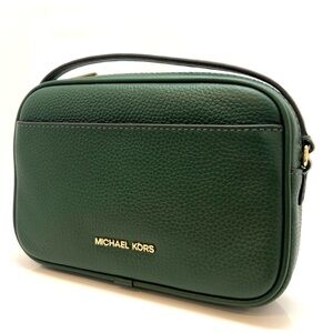 Michael Kors Jet Set Small Leather Camera Crossbody Bag Moss